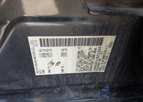 2012 Nissan Maxima 3.5 Sv z USA, uszkodzony, nr VIN 1N4AA5AP2CC821507